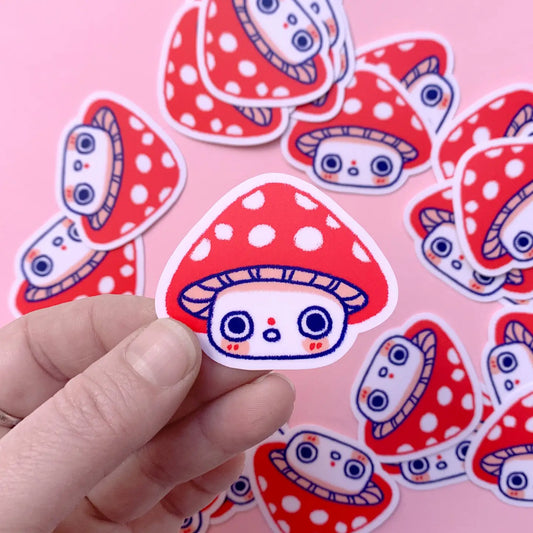 Hannakin Surprised Mushroom Vinyl Sticker