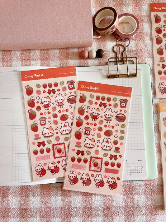 Cherry Rabbit Sweet Strawberry Sticker Sheet No.103