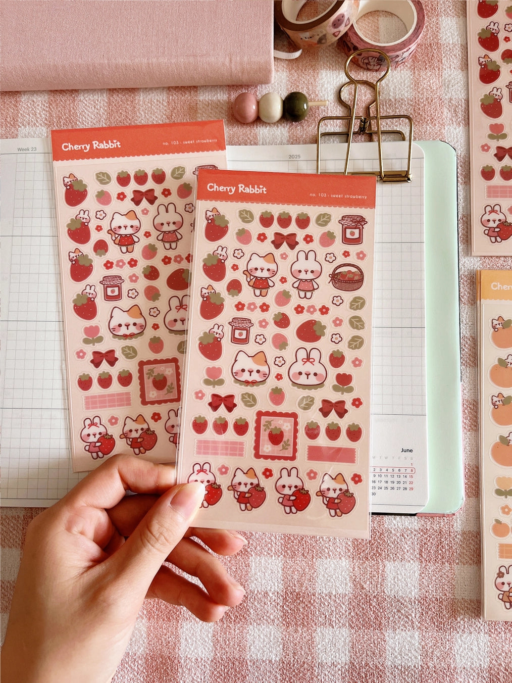 Cherry Rabbit Sweet Strawberry Sticker Sheet No.103