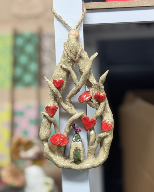 Ceramic Vines and Fairy House Wall Hanging