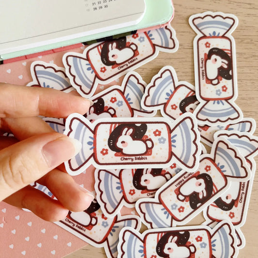 Cherry Rabbit White Rabbit Candy Sticker