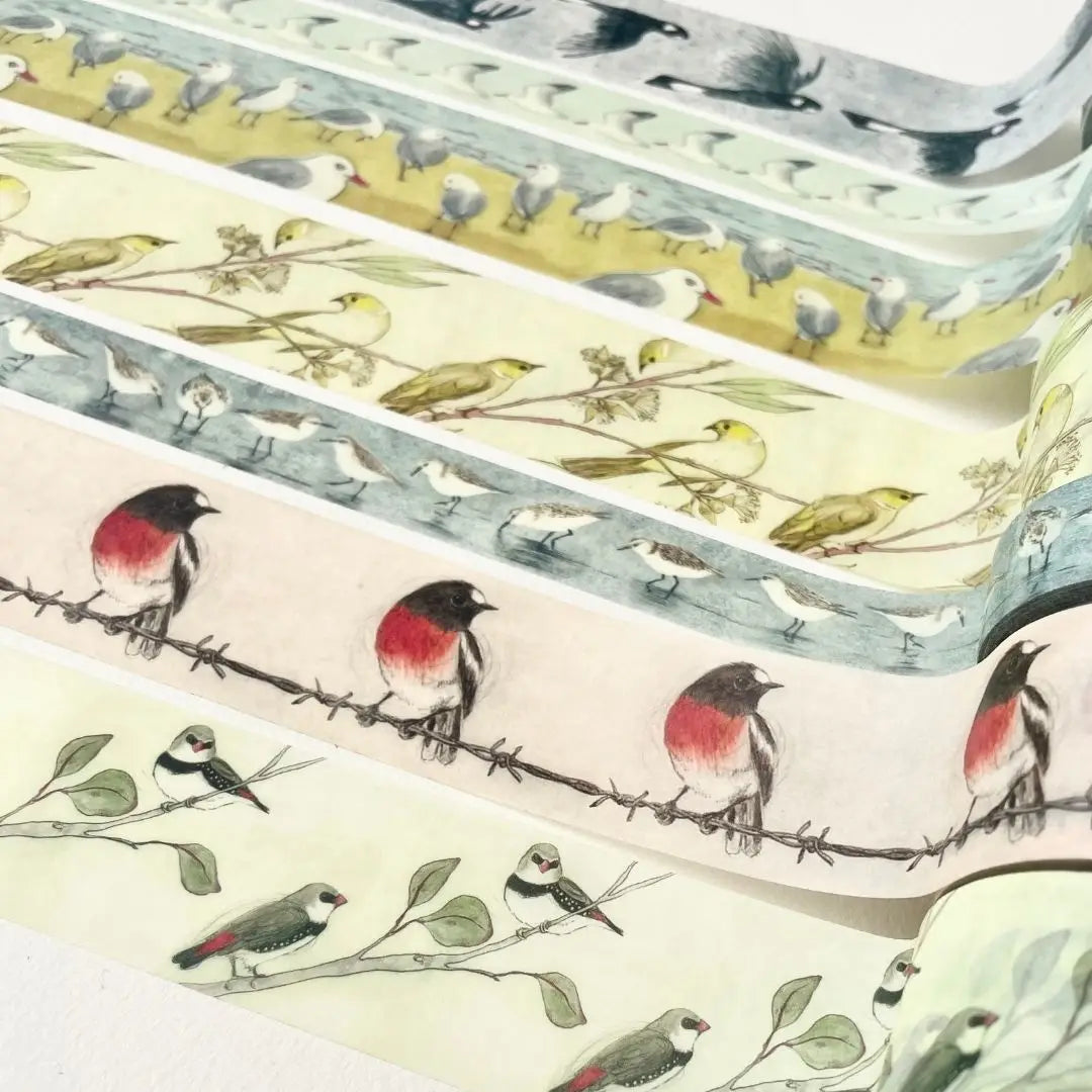 Black Cockatoos (30mm) Washi Tape by Bridget Farmer