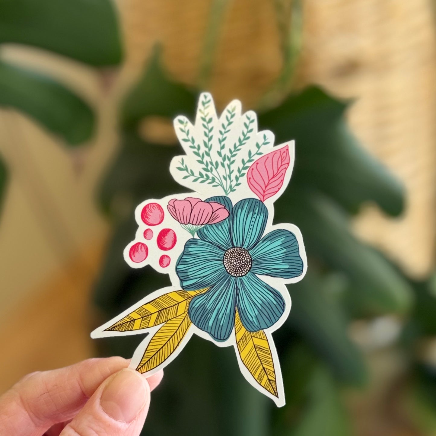 Doodled Flowers Vinyl Sticker