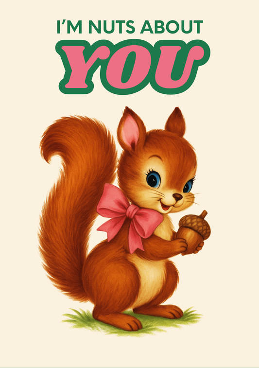 Greeting Card - Vintage Kitsch - I'm Nuts About You