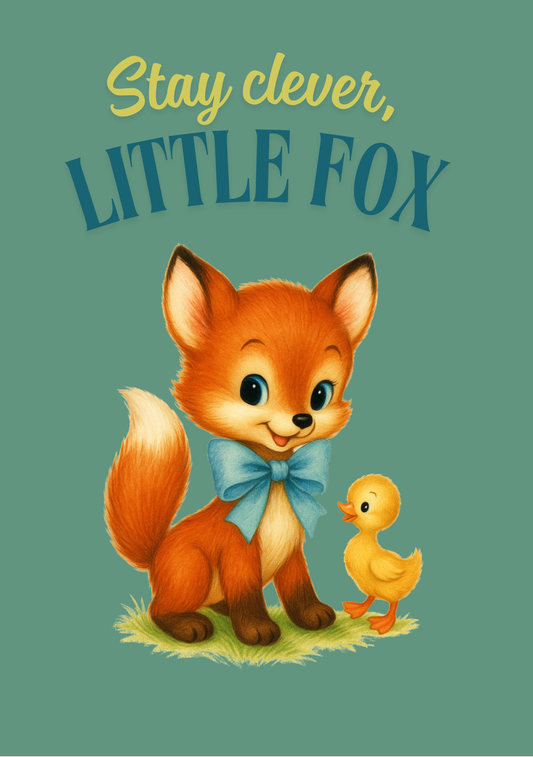 Greeting Card - Vintage Kitsch -Stay Clever Little Fox