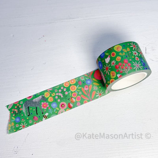 Kate Mason Washi Tape - Horse Floral Green 30cm