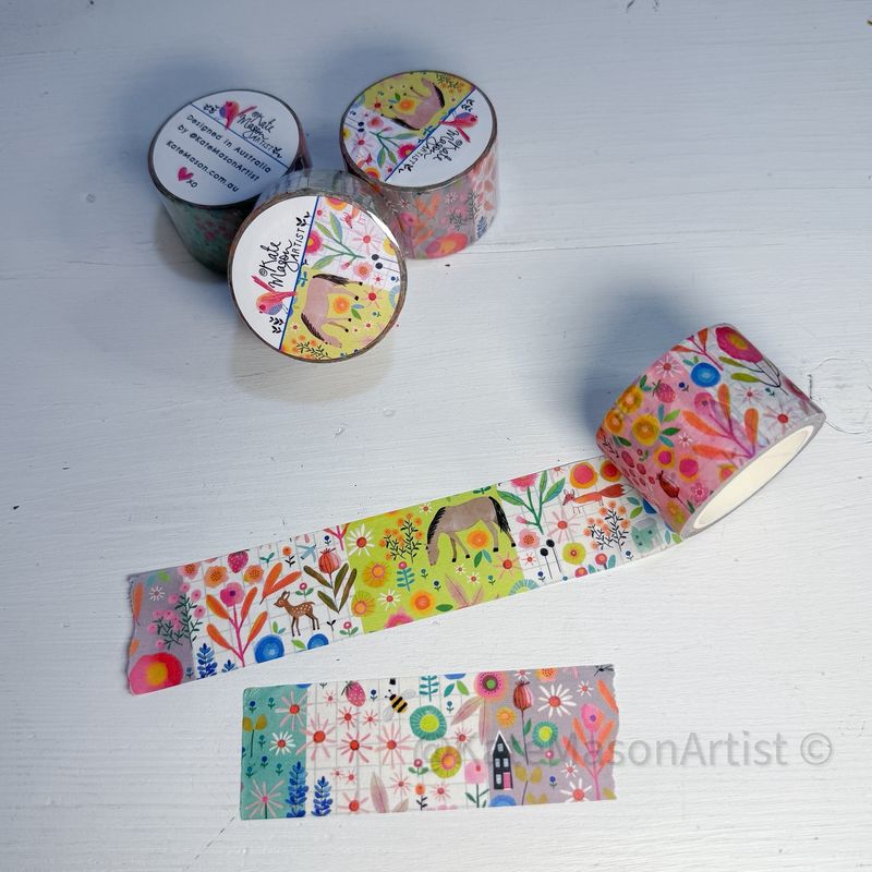 Kate Mason Washi Tape - Horse Floral Patchwork 30cm