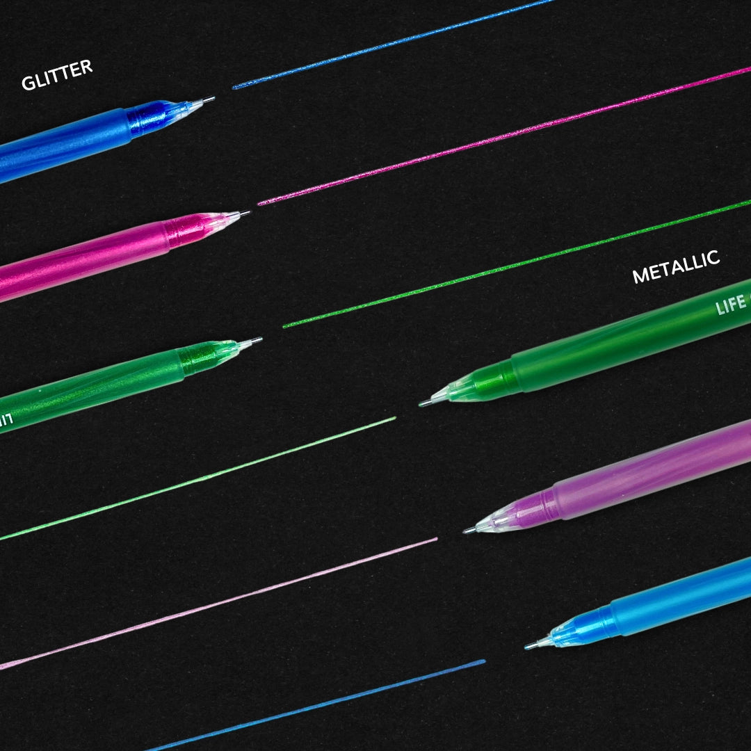 Juicy Gel Pens - Set of 24 - Metallic and Glitter Markers by Life of Colour