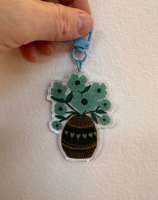 Keychain - Blue Flowers