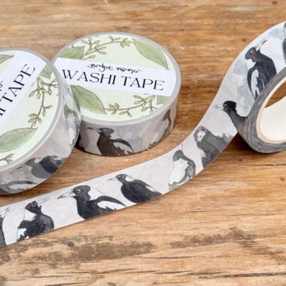Magpies (15mm) Washi Tape by Bridget Farmer