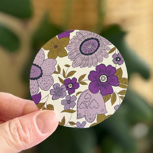 Round Florals 'Purple' Vinyl Sticker