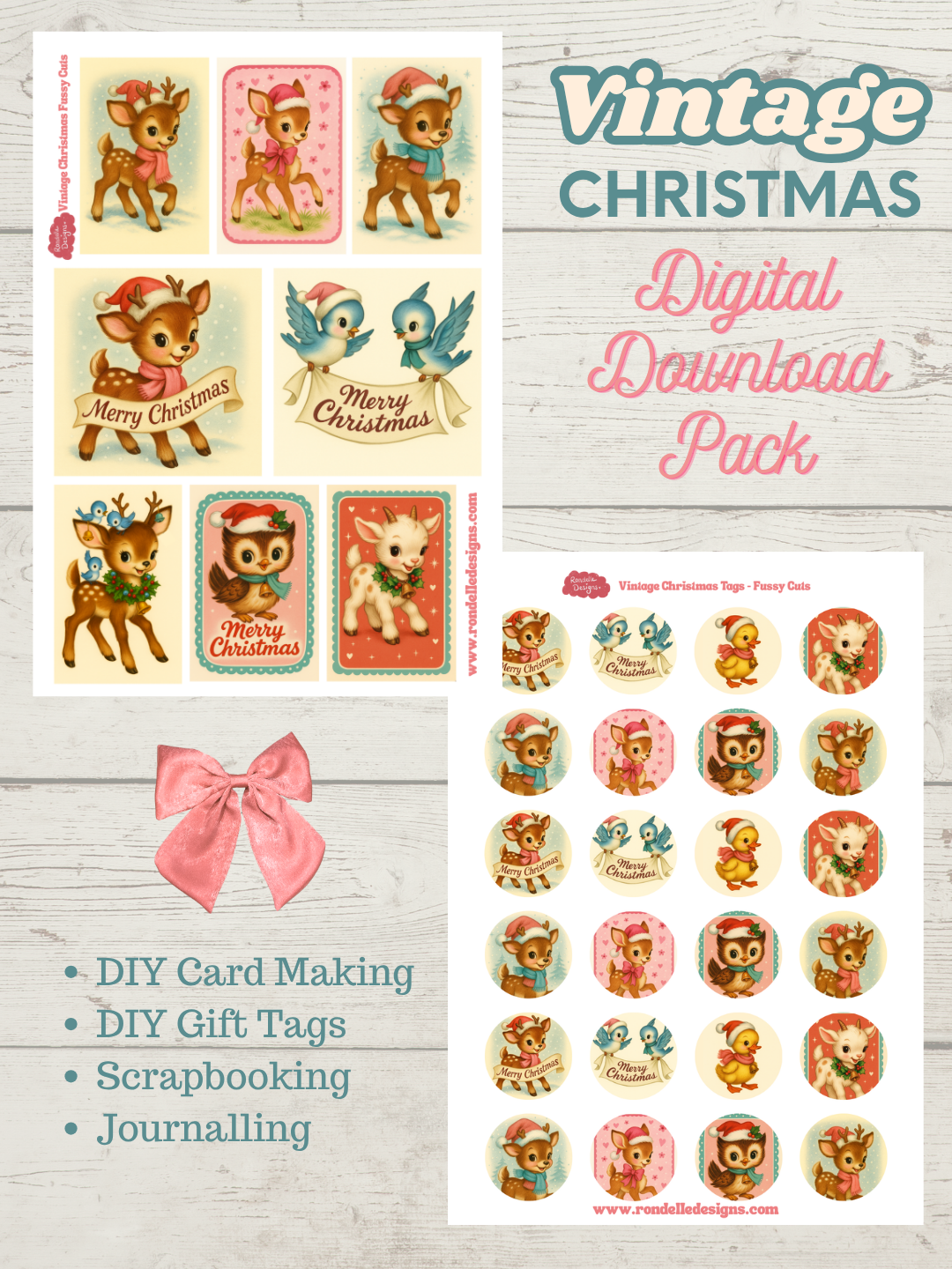 Vintage Kitsch Christmas Animal Journal Pack
