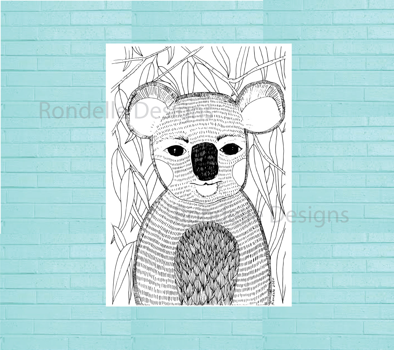 Colouring In Poster / Instant Digital Download A1 Printable Poster / Clarence the Koala Design