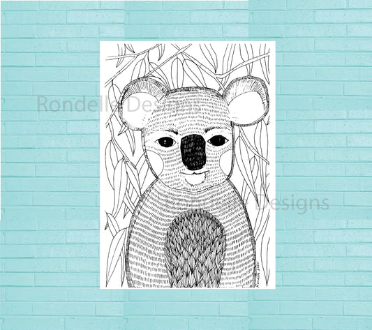 Colouring In Poster / Instant Digital Download A1 Printable Poster / Clarence the Koala Design