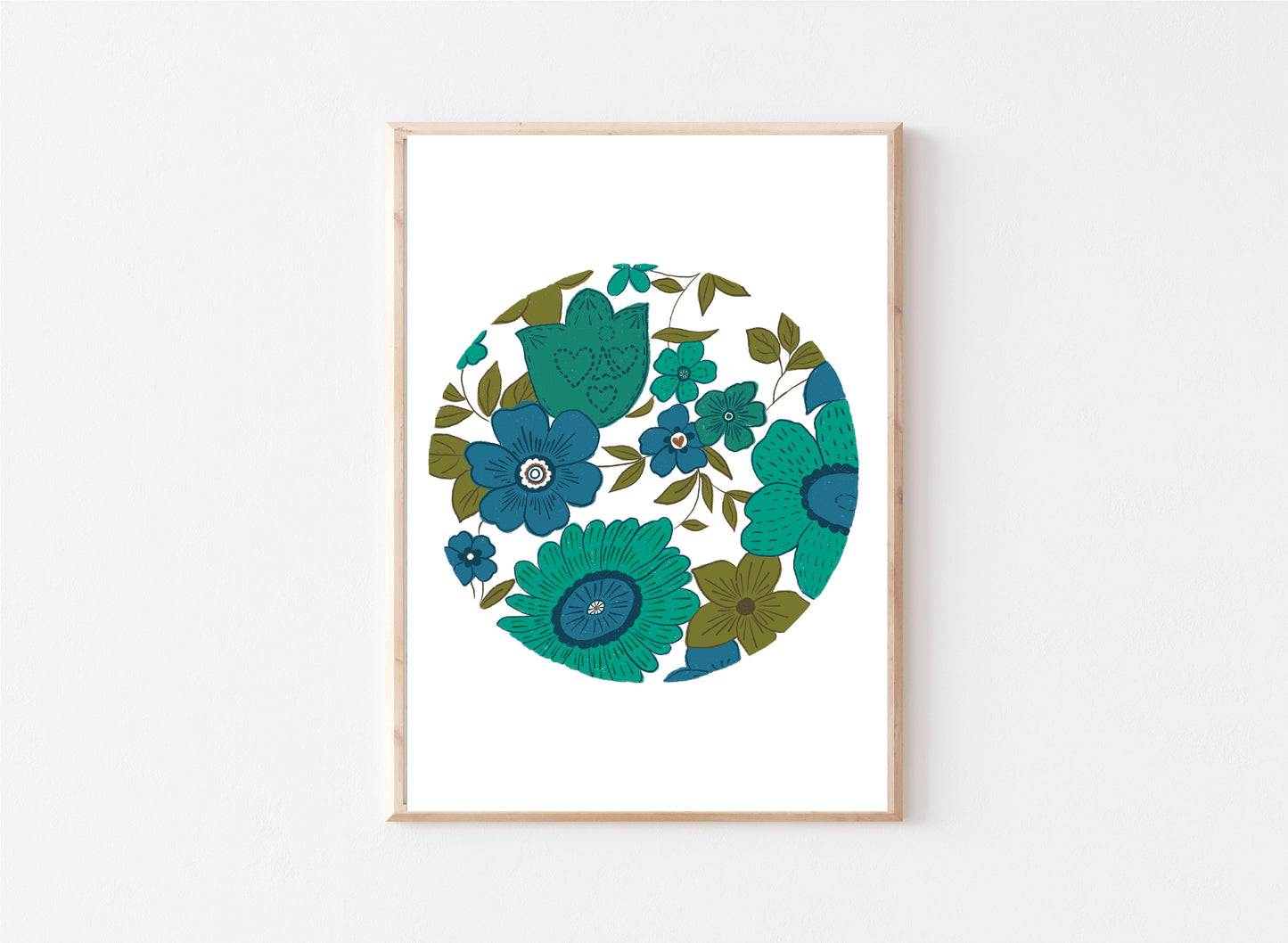 Flower Circle 1 Printable Wall Art  - A3 size instant digital download
