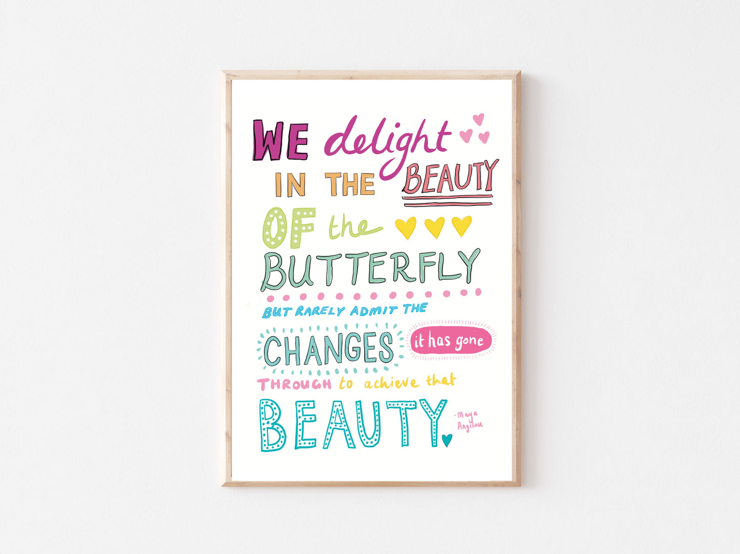 Printable Wall Art / A3 Size / Maya Angelou Inspirational Quote - Butterfly -  Digital A3 Mixed Media Printable Art Print / Affordable Wall Art