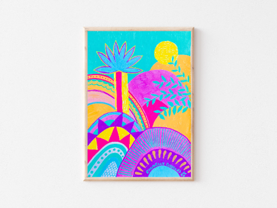 Printable Wall Art / A1 Size / Bright Beach Abstract Art Print